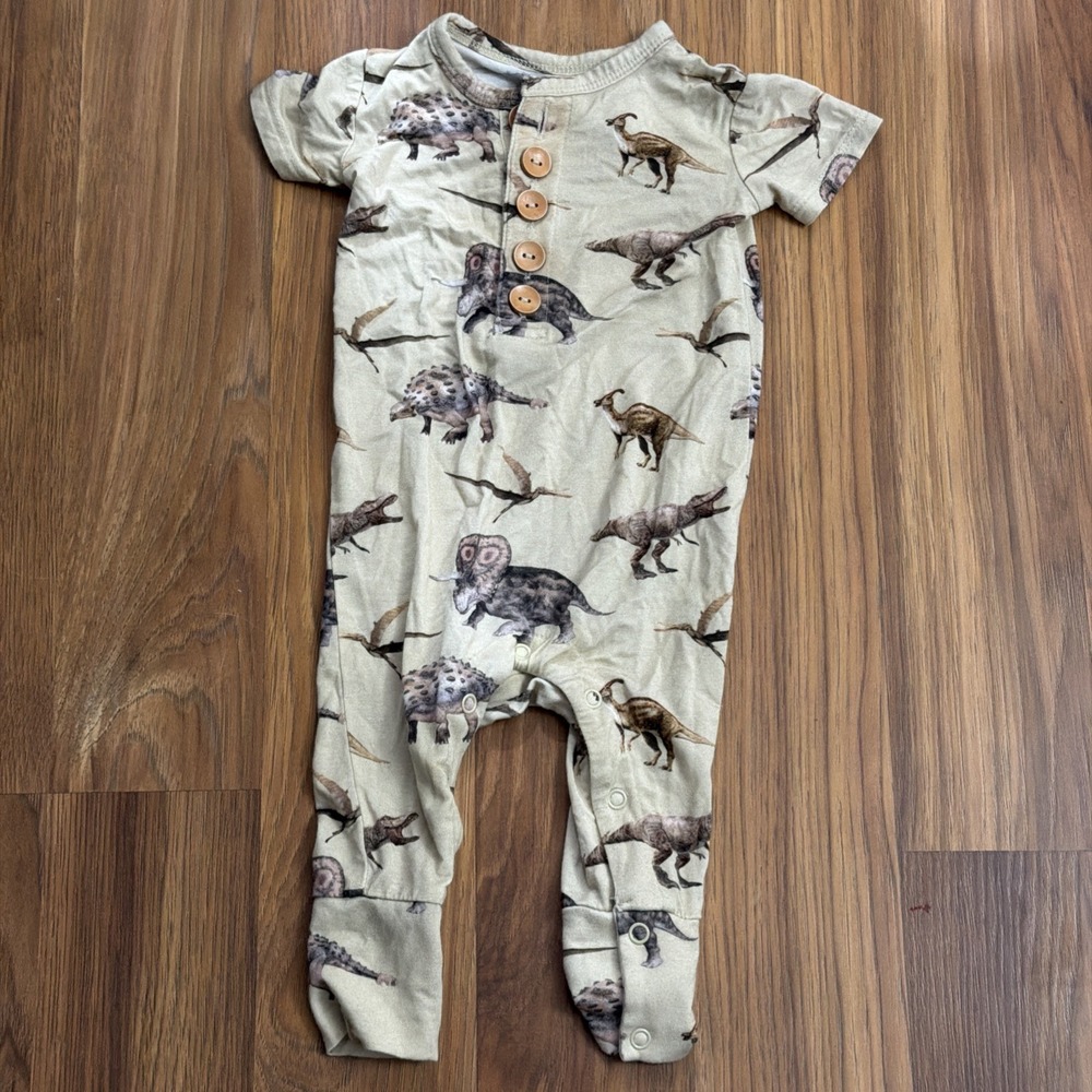 Posh Peanut Baby Boys 3-6 Months Bamboo Dinosaur Romper Outfit EUC